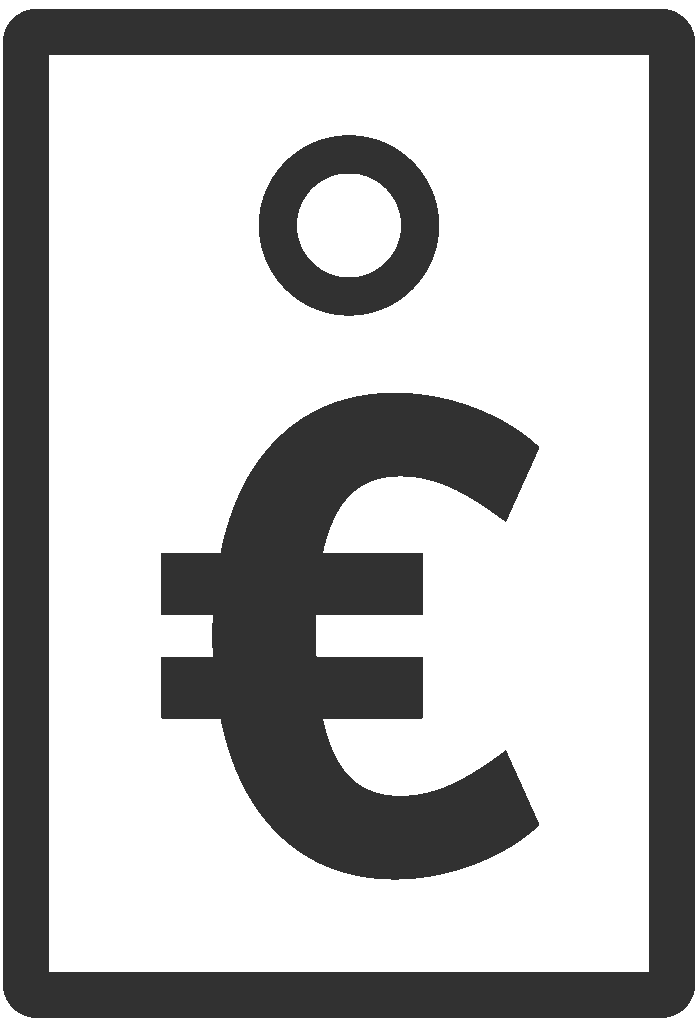 Ein Icon von einem Preisschild mit einem Euro Zeichen