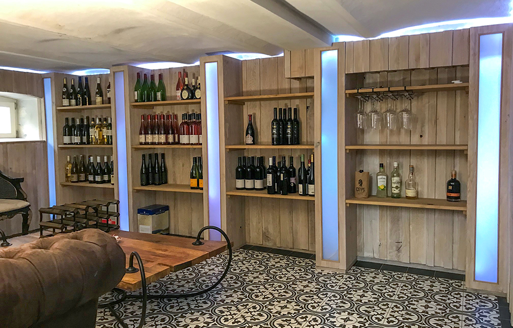 Weinkeller Rückwand aus Eiche Antik