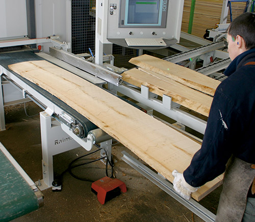 Besäumen an der Vielblattkreisssäge